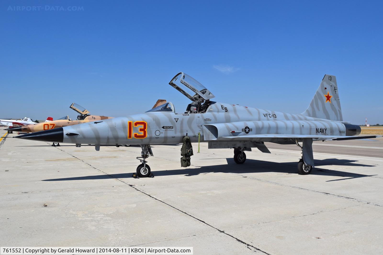 761552, Northrop F-5N Tiger II C/N L.1027, Parked on the south GA ramp.  VFC-13  “Saints”  NAS Fallon, NV.