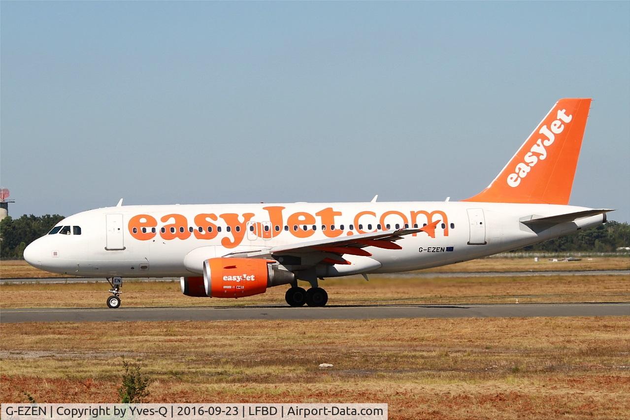 G-EZEN, 2004 Airbus A319-111 C/N 2245, Airbus A319-111, Holding point rwy 05, Bordeaux Mérignac airport (LFBD-BOD)