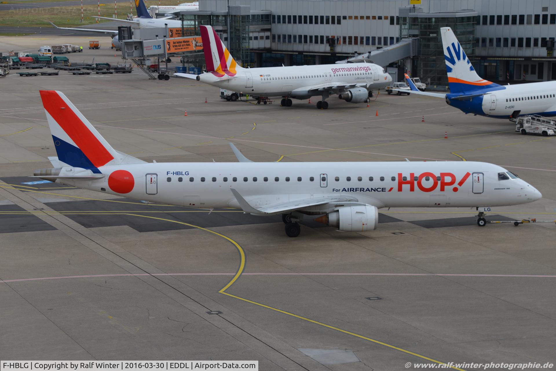 F-HBLG, 2009 Embraer 190LR (ERJ-190-100LR) C/N 19000254, Embraer ERJ-190STD 190-100 - A5 HOP HOP! opby Regional CAE - 190000254 - F-HBLG - 30.03.2016 - DUS