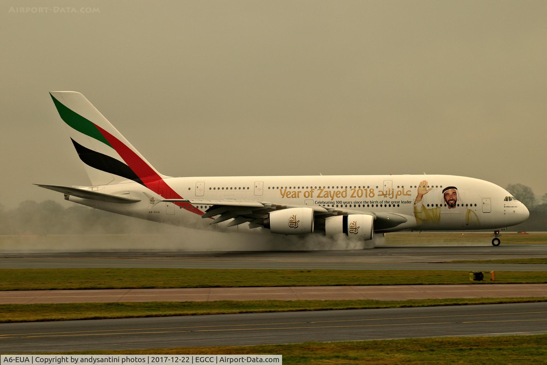 A6-EUA, 2016 Airbus A380-861 C/N 211, just landed on runway 23R