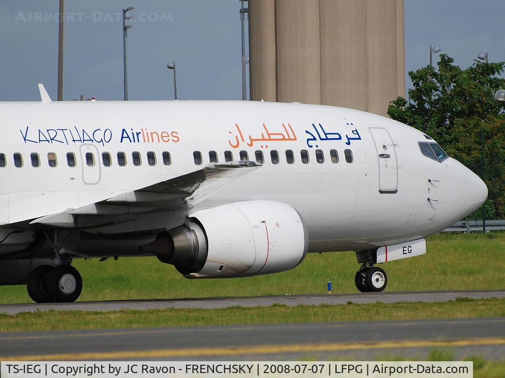 TS-IEG, 1998 Boeing 737-31S C/N 29116, Karthago Airlines to CDG terminal 3 (now Scat airways UP-B3710)