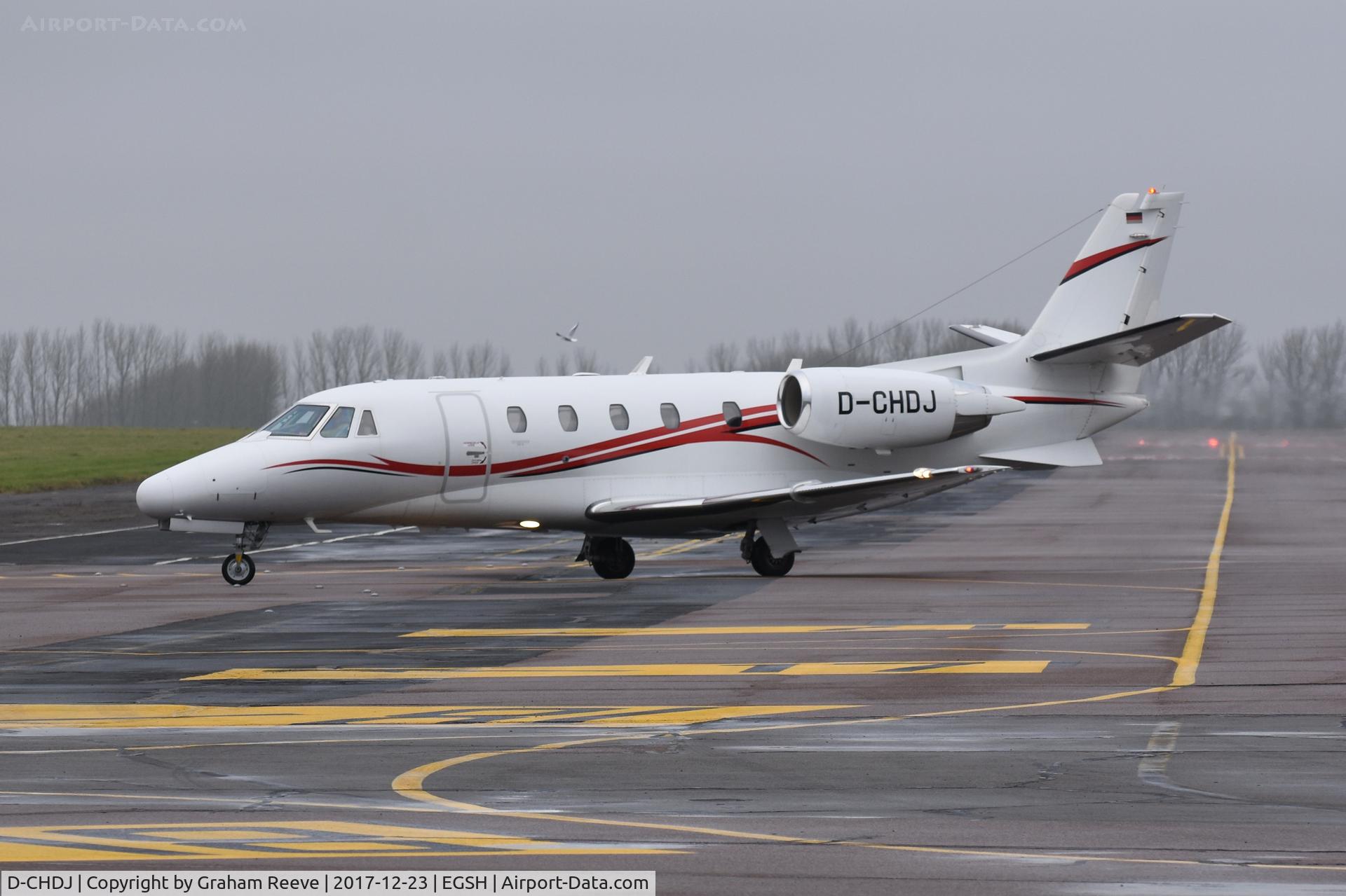 D-CHDJ, 2007 Cessna 560XL Citation XLS C/N 560-5744, Just landed at Norwich.