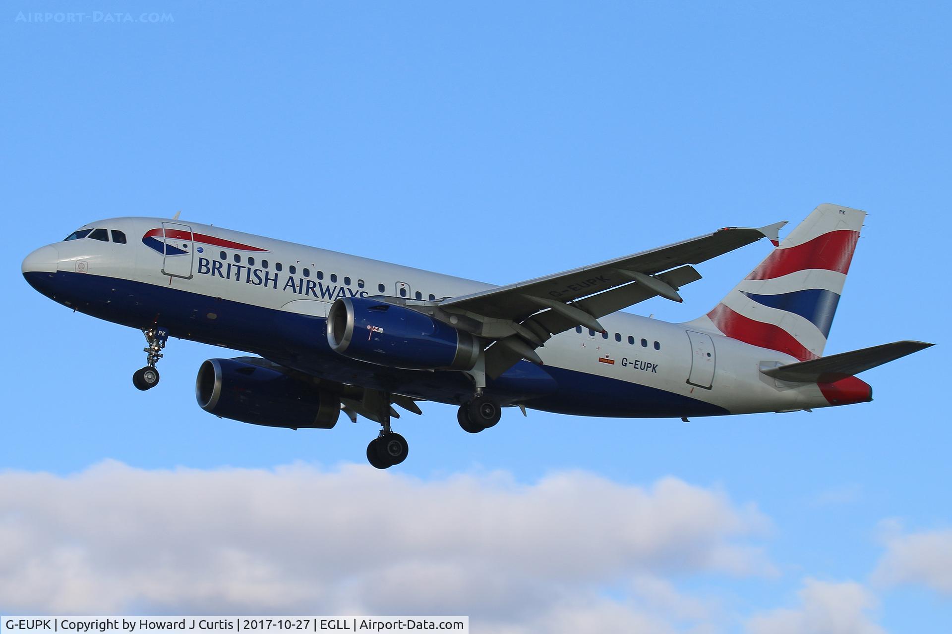 G-EUPK, 2000 Airbus A319-131 C/N 1236, On approach. 2nd flight of the day.