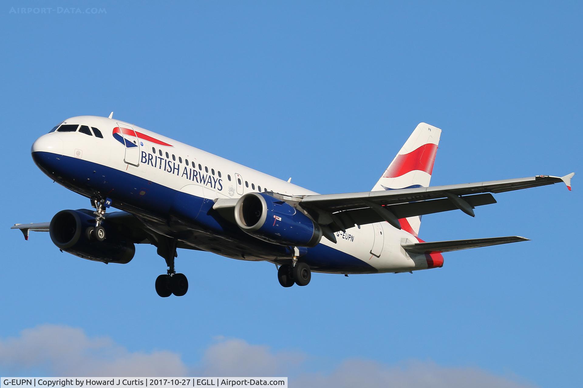 G-EUPN, 2000 Airbus A319-131 C/N 1261, On approach. 2nd flight of the day.