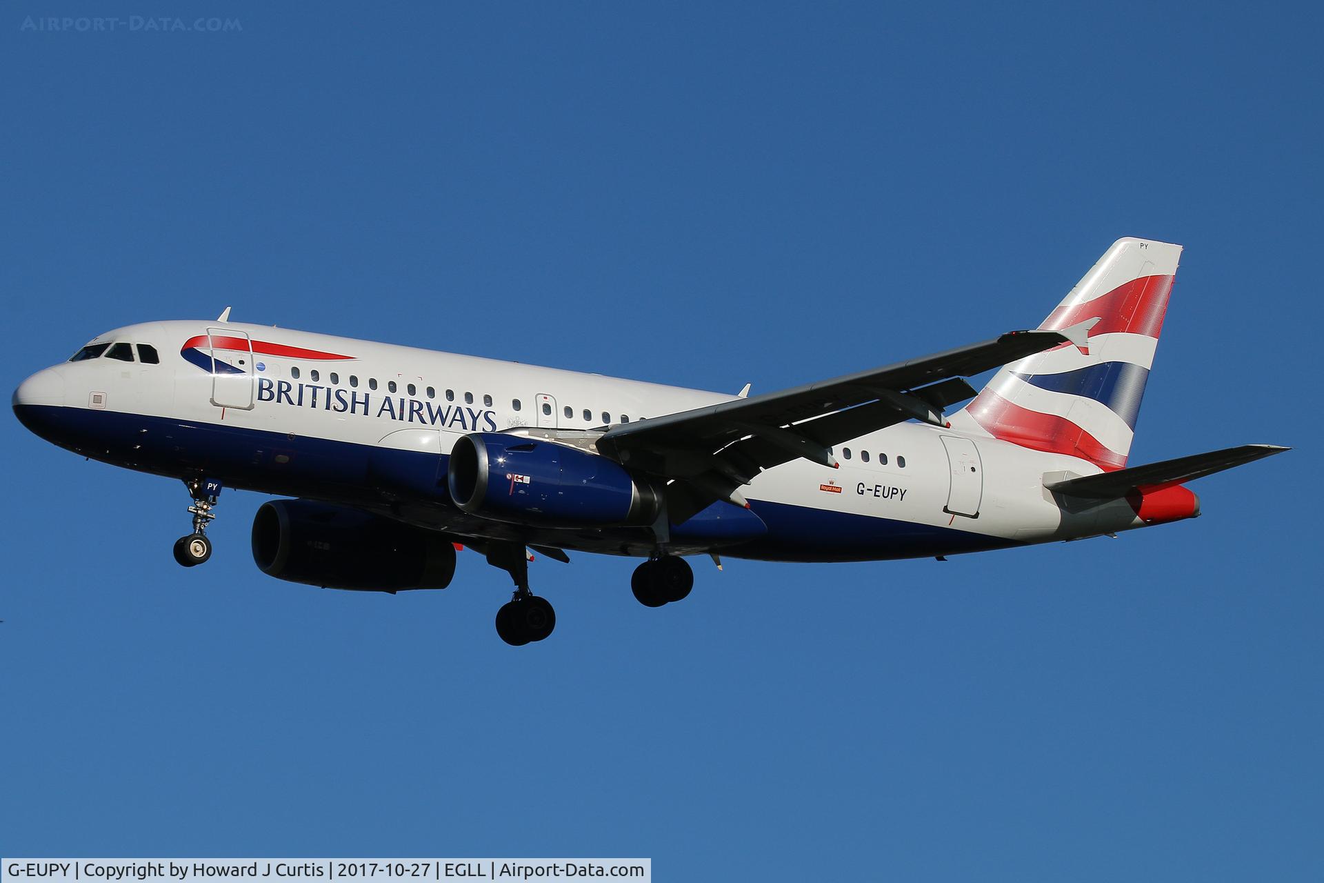 G-EUPY, 2001 Airbus A319-131 C/N 1466, On approach.