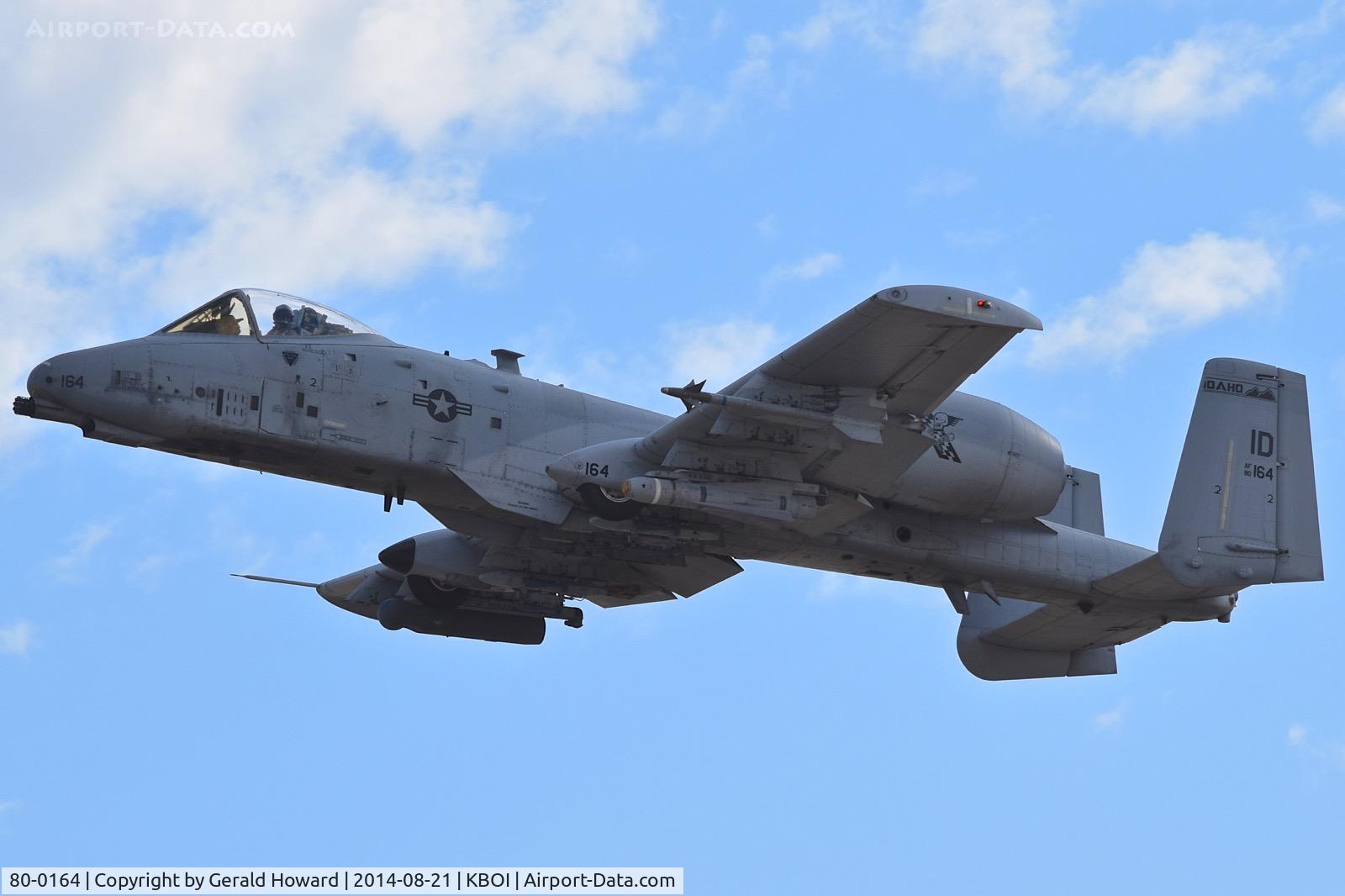 80-0164, 1980 Fairchild Republic OA-10A Thunderbolt II C/N A10-0515, Departing RWY 28L.  190th Fighter Sq., 124th Fighter Wing, Idaho ANG.