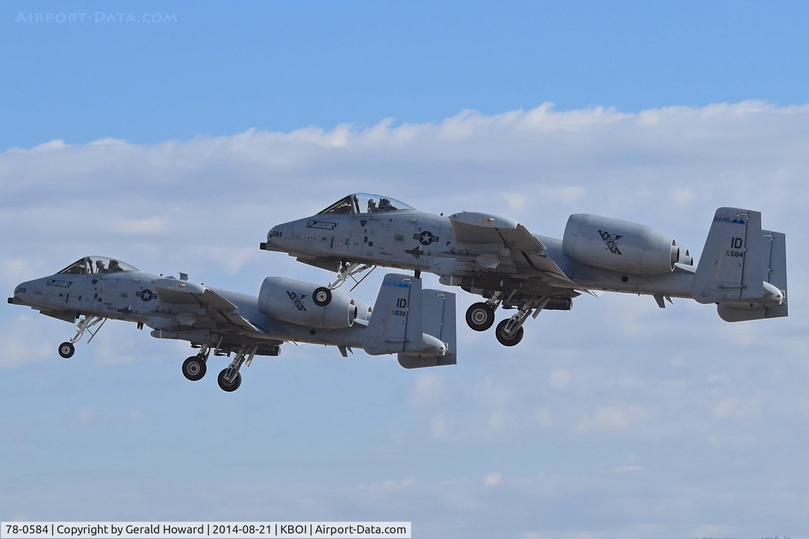 78-0584, 1978 Fairchild Republic A-10C Thunderbolt II C/N A10-0204, Formation take off from RWY 28L with 78-0633. 190th Fighter Sq., 124th Fighter Wing, Idaho ANG.