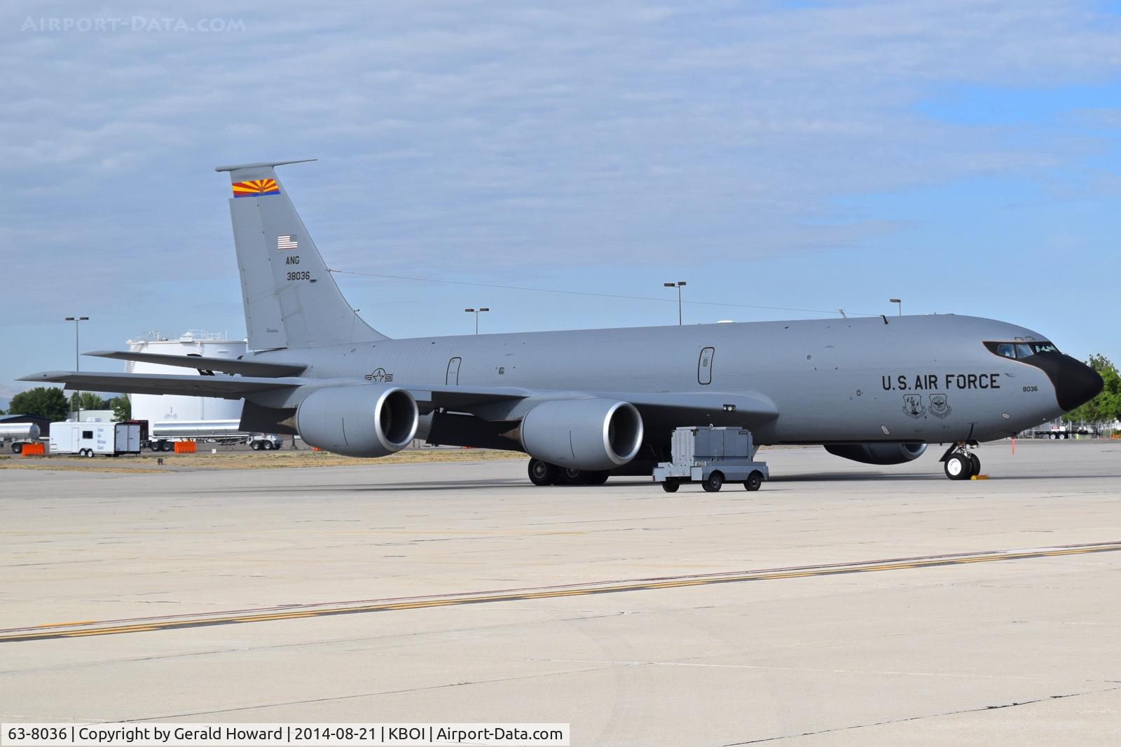 63-8036, 1963 Boeing KC-135R Stratotanker C/N 18653, Parked on the Idaho ANG ramp.  161st Air Refueling Wing, AZ ANG.