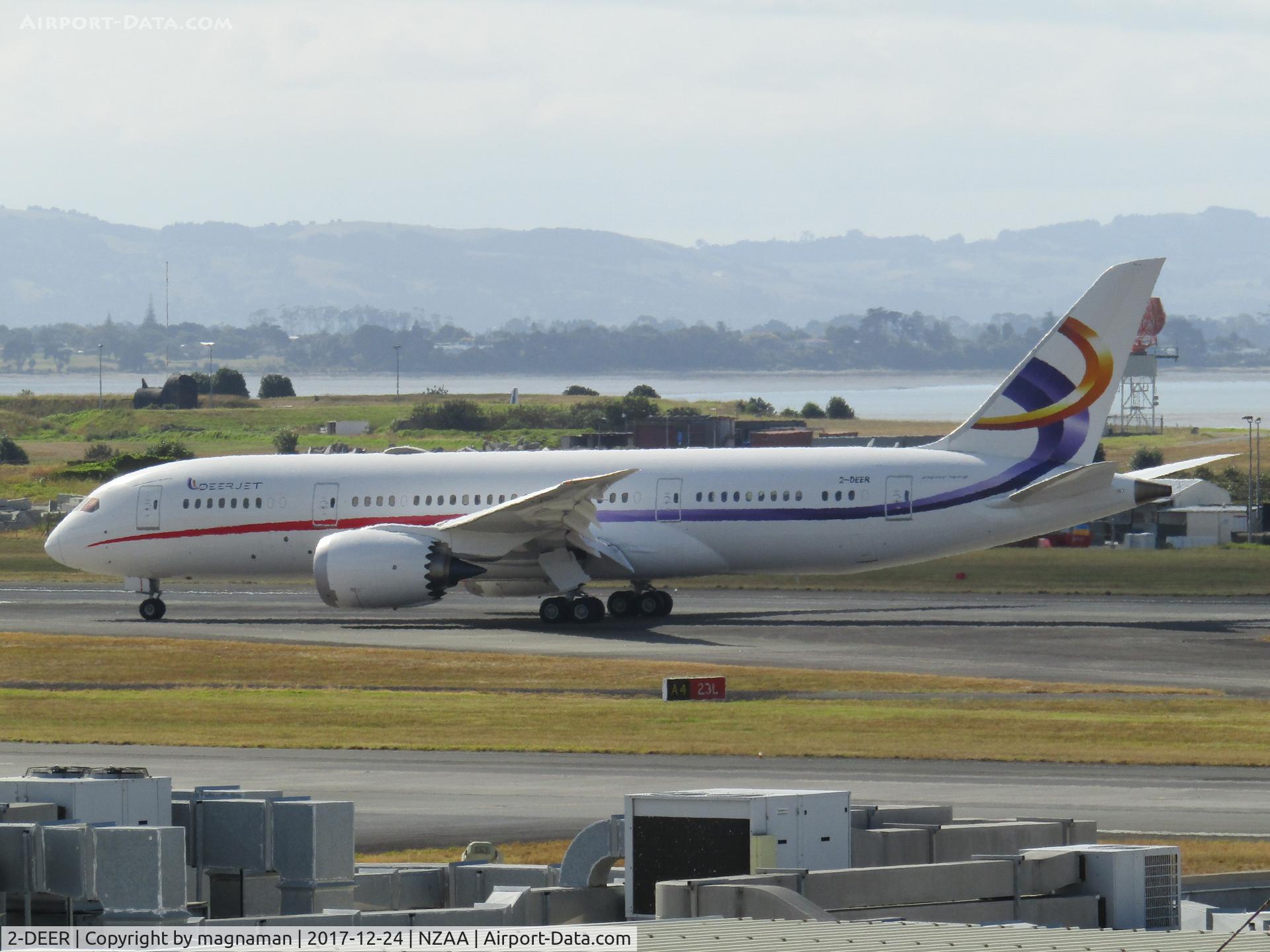 2-DEER, 2013 Boeing 787-8 BBJ Dreamliner Dreamliner C/N 35309, along runway viewed from car park behind domestic terminal