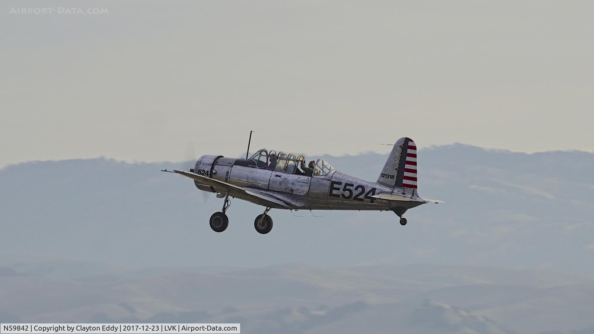 N59842, 1942 Consolidated Vultee BT-13A Valiant C/N 5057, Livermore Airport California 2017.