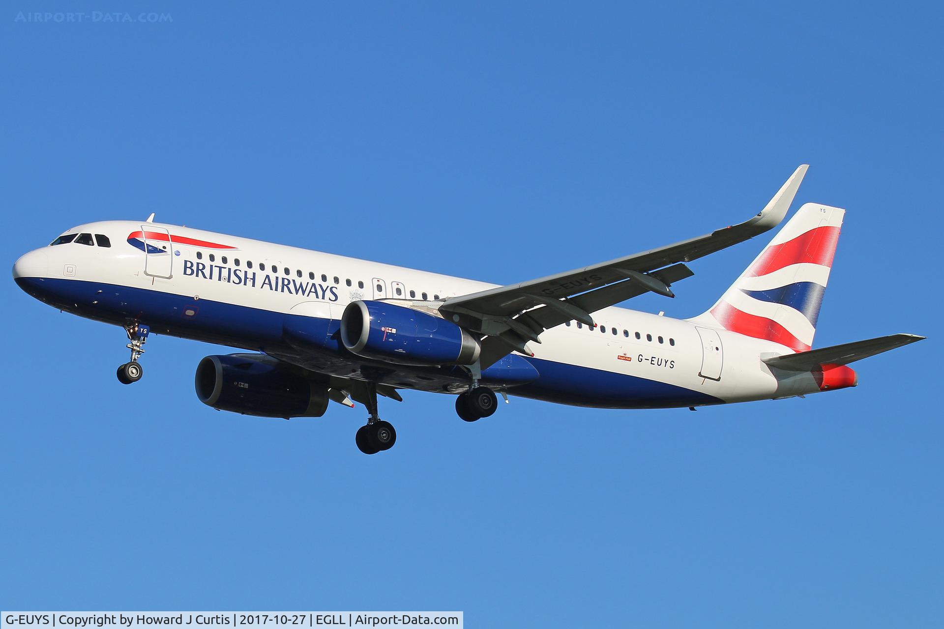 G-EUYS, 2013 Airbus A320-232 C/N 5948, On approach.