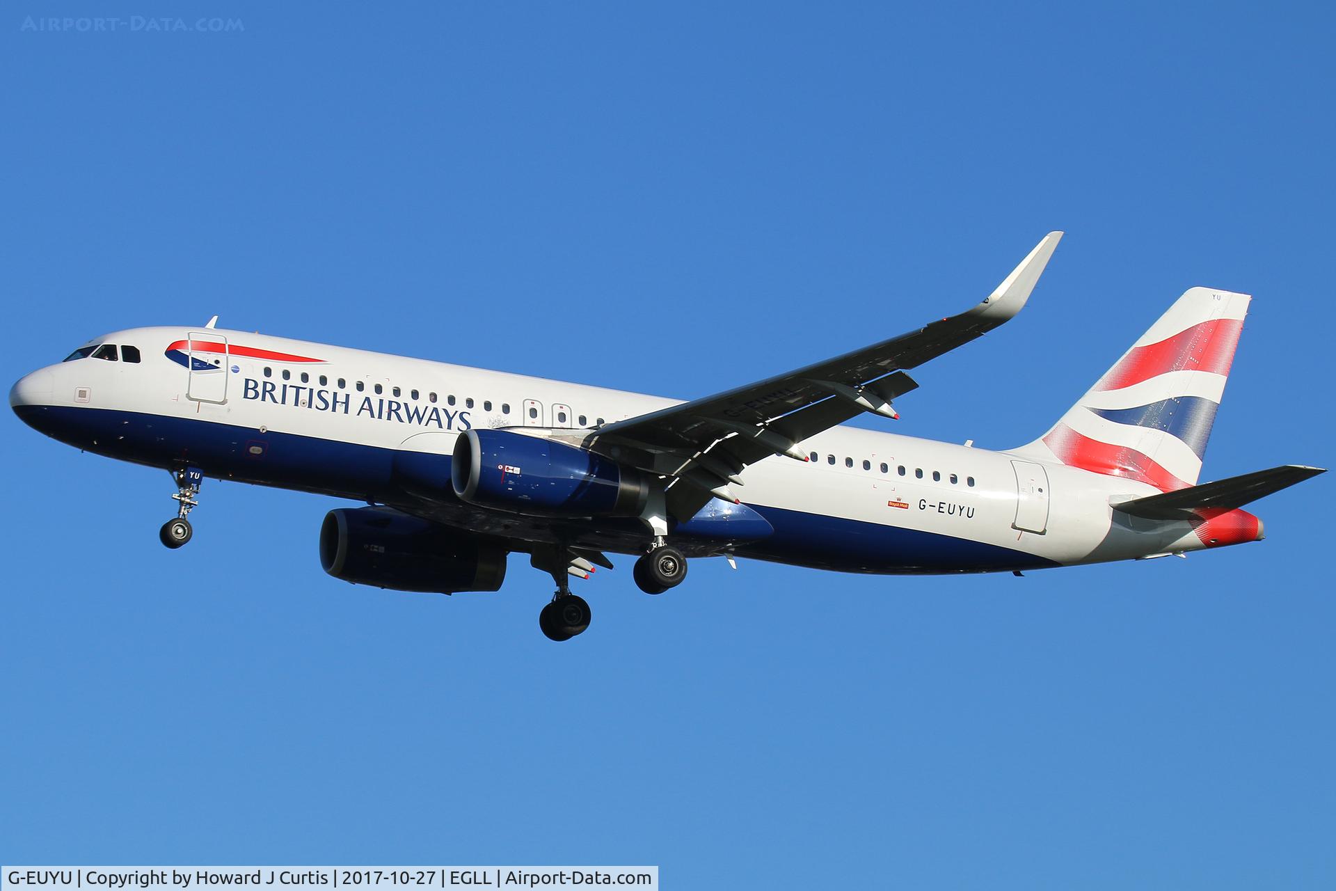 G-EUYU, 2014 Airbus A320-232 C/N 6028, On approach.