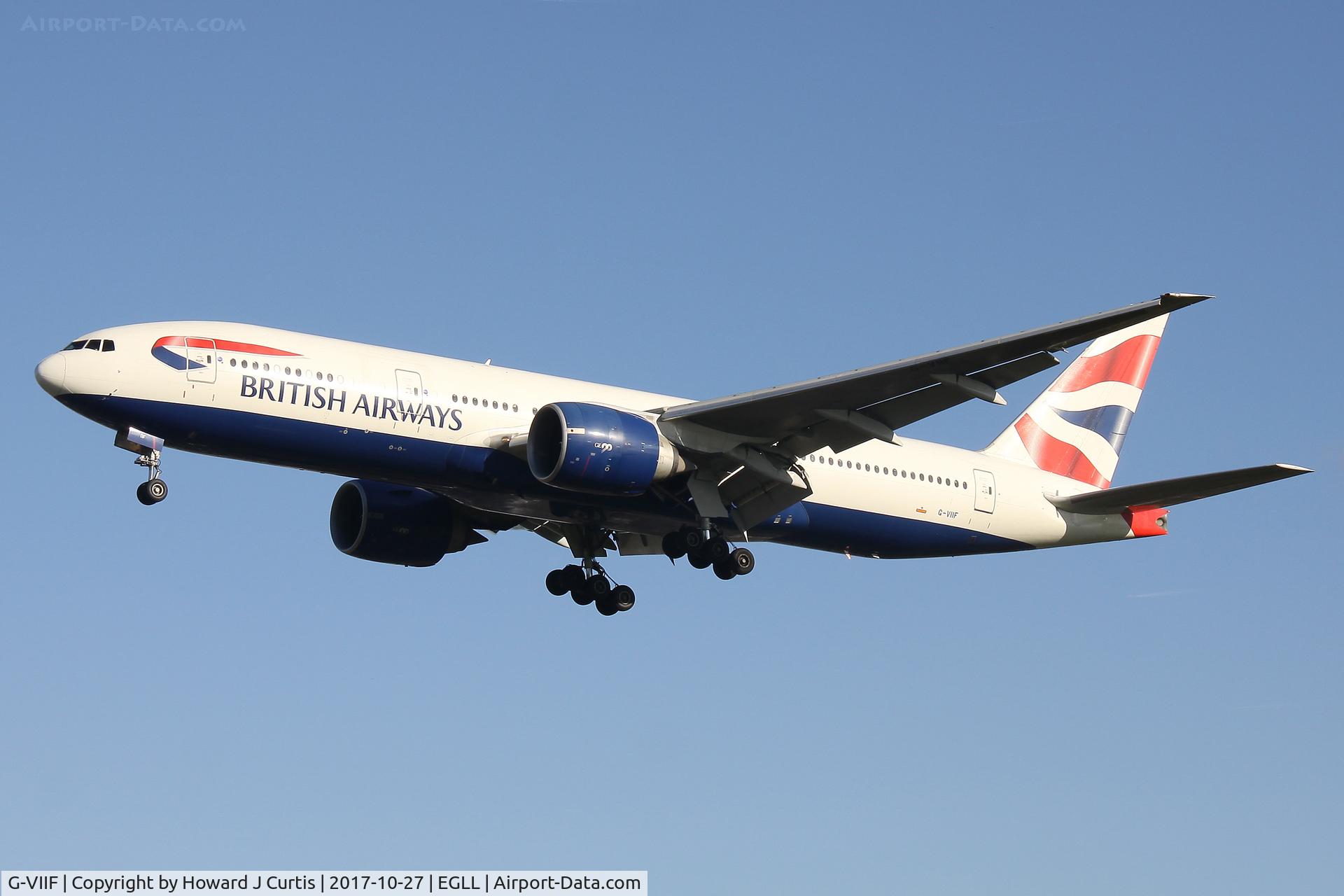 G-VIIF, 1997 Boeing 777-236 C/N 27488, On approach.