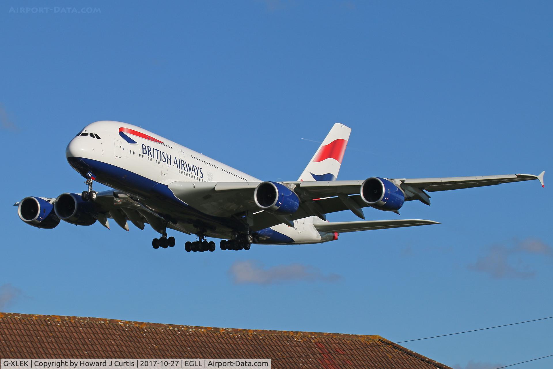 G-XLEK, 2015 Airbus A380-841 C/N 194, On approach.