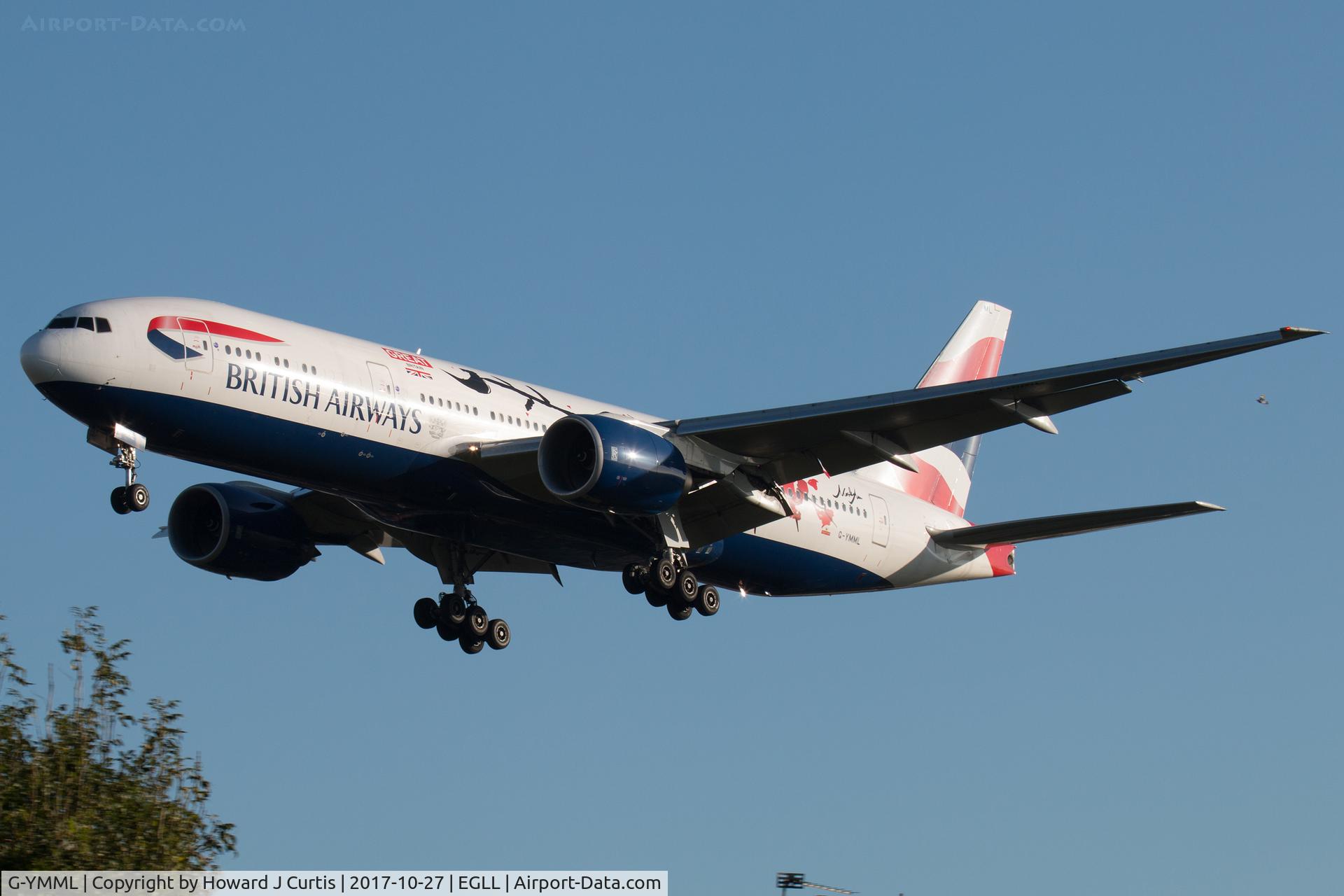 G-YMML, 2001 Boeing 777-236/ER C/N 30313, On approach.