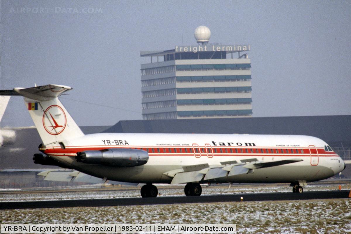 YR-BRA, 1982 Bucuresti Rombac 1-11-561RC One-Eleven C/N 401, Tarom Rombac One-Eleven 561RC landing at Schiphol airport, the Netherlands, 1983