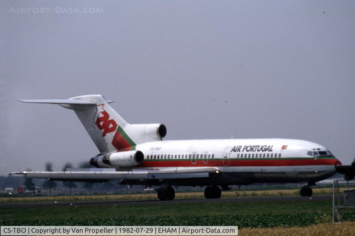 CS-TBO, 1968 Boeing 727-82C C/N 19968, TAP Air Portugal Boeing 727-82QC landing at Schiphol airport, the Netherlands, 1982