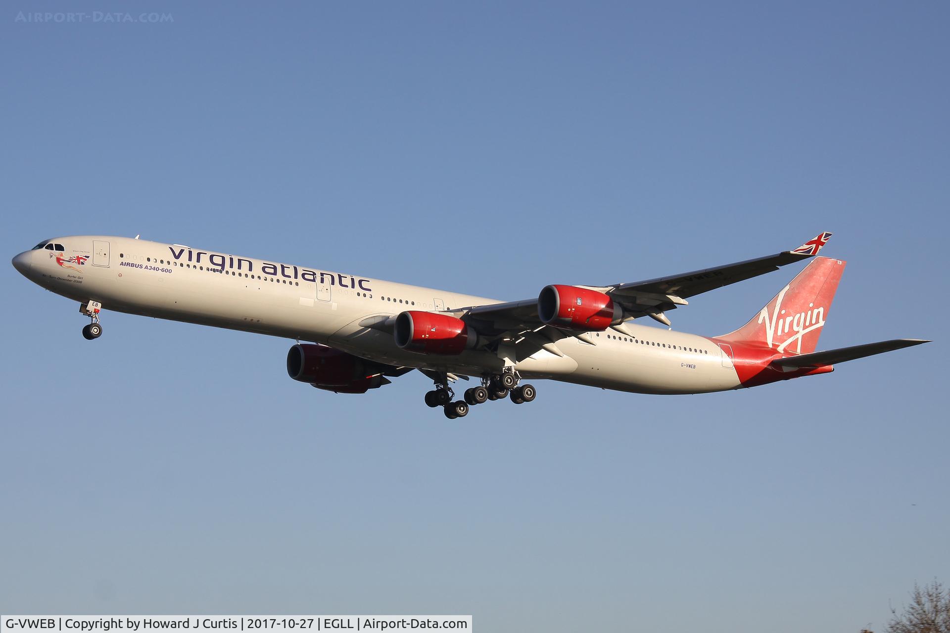 G-VWEB, 2006 Airbus A340-642 C/N 787, On approach.