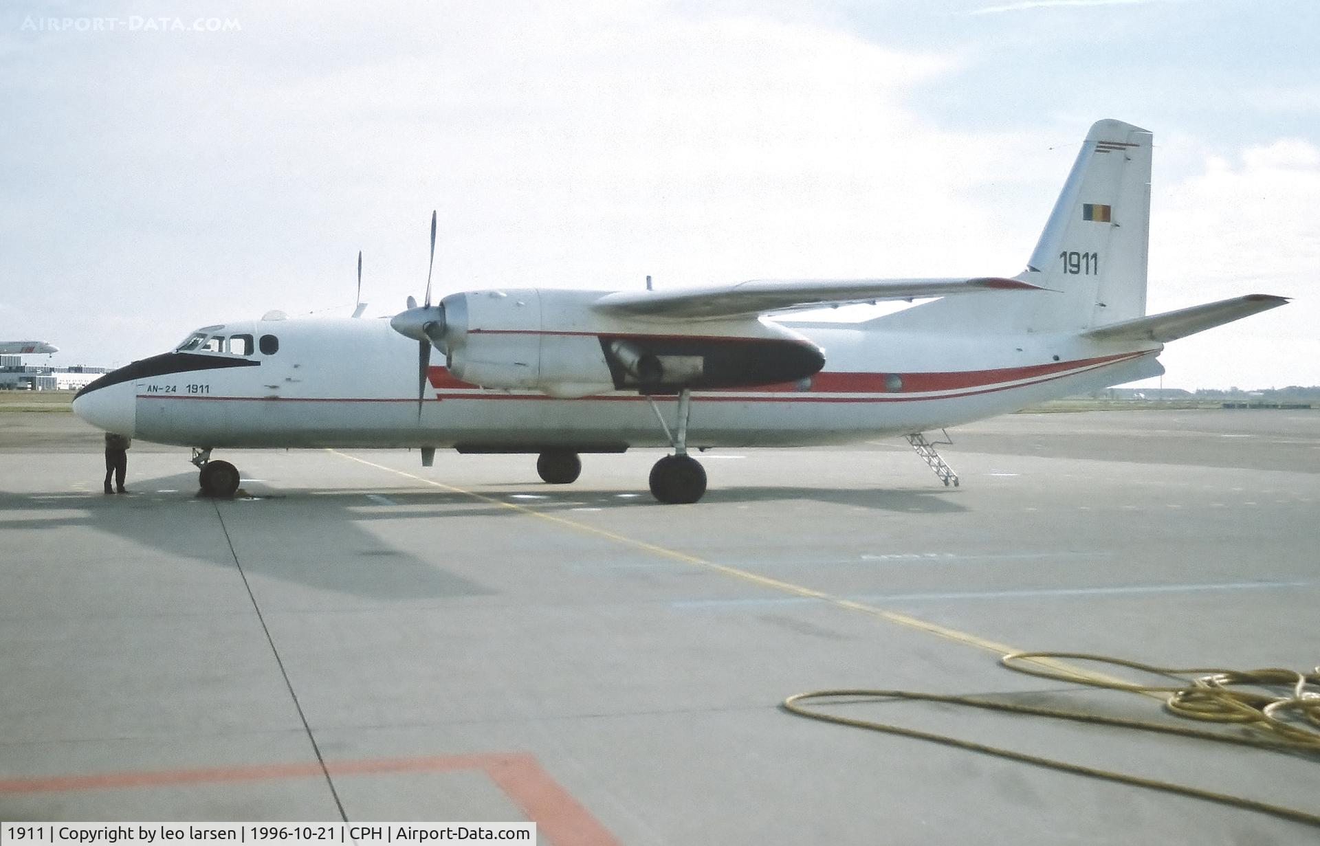1911, 1968 Antonov An-24TV C/N 1021911, Copenhagen 21.10.1996
