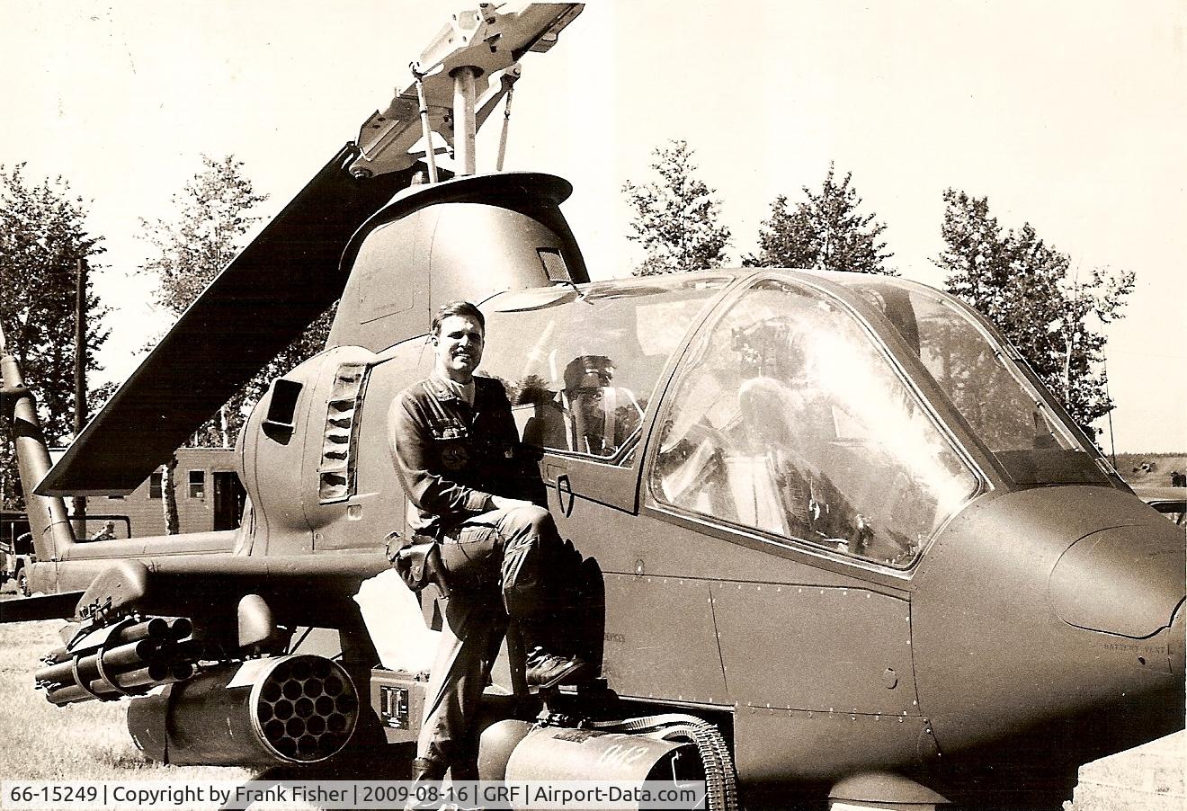 66-15249, 1966 Bell AH-1G Cobra C/N 20005, About 1976 before conversion to S model.  It was a TH-1G with the extra servo in the front seat to give the instructor the same control as the backseat pilot.  It was the oldest flying Cobra in the Army inventory at that time
