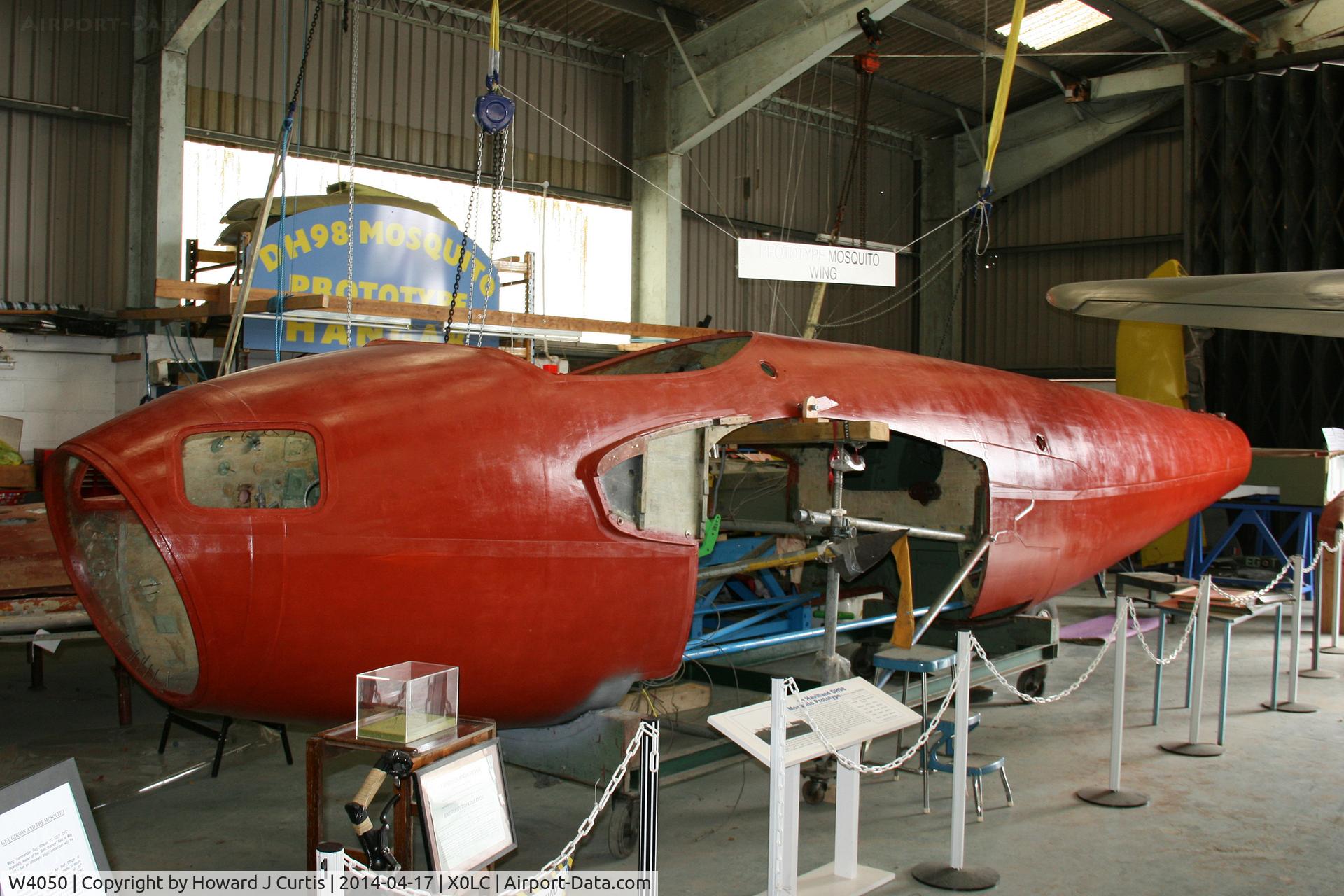W4050, 1940 De Havilland DH.98 Mosquito Prototype C/N 98001, At the de Havilland Aircraft Museum. The very first Mosquito, undergoing restoration.