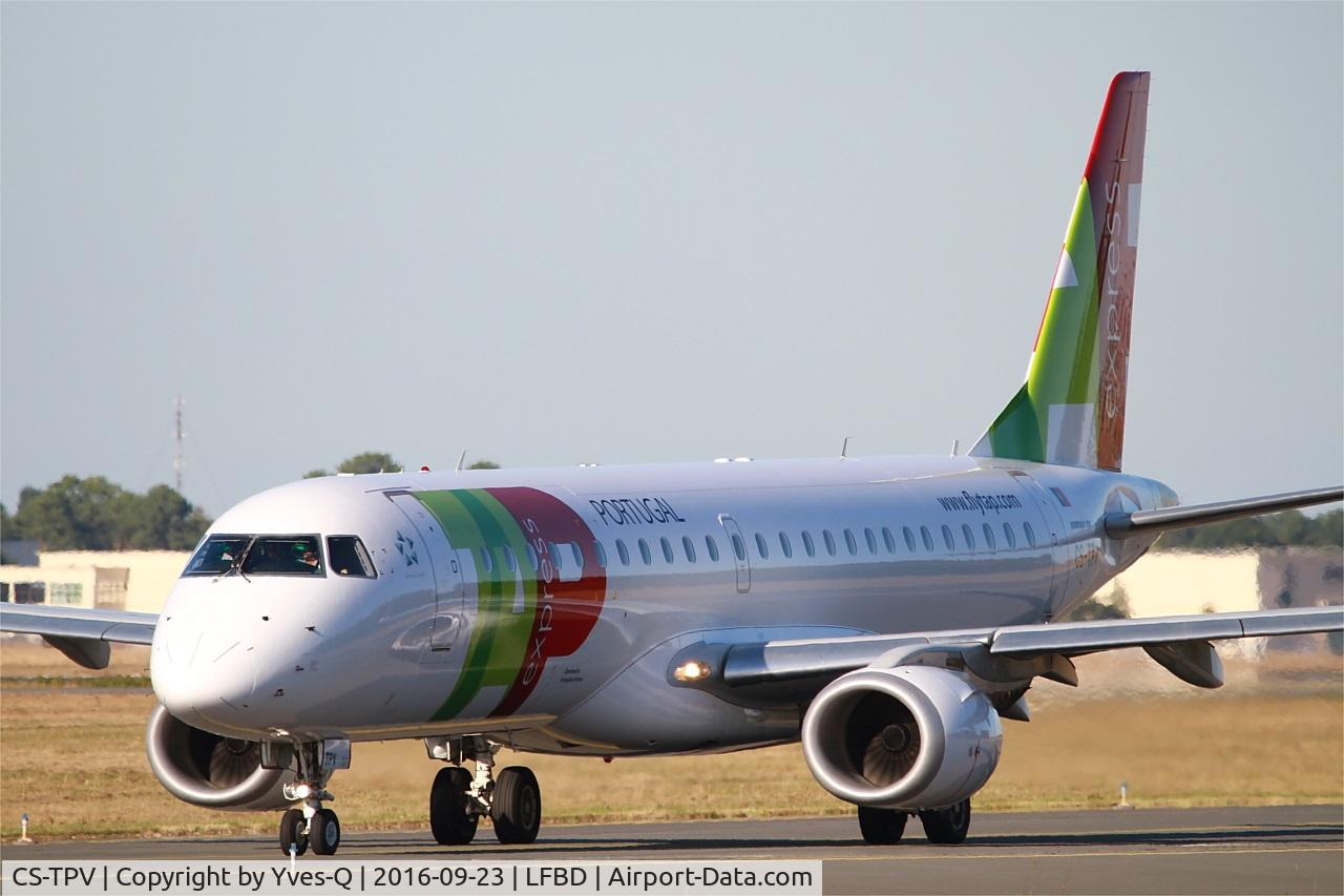 CS-TPV, 2012 Embraer 190LR (ERJ-190-100LR) C/N 19000541, Embraer 190LR, Taxiing to holding point Delta rwy 05, Bordeaux Mérignac airport (LFBD-BOD)