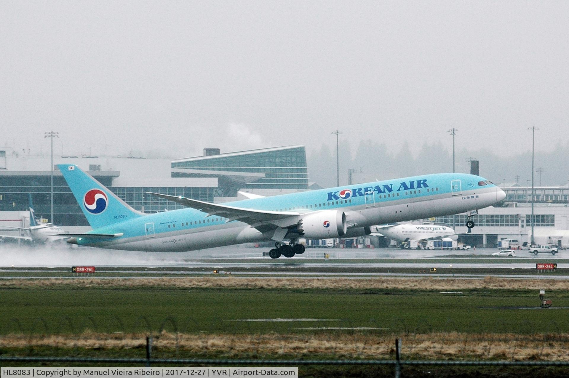 HL8083, 2017 Boeing 787-9 Dreamliner C/N 34812, The first Korean Air scheduled B787 flight YVR-ICN