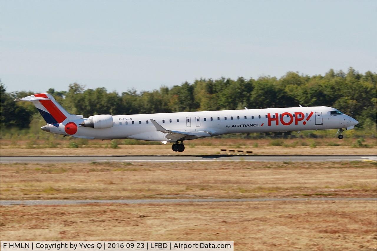 F-HMLN, 2012 Bombardier CRJ-1000EL NG (CL-600-2E25) C/N 19024, Bombardier CRJ-1000EL NG, Landing rwy 05, Bordeaux Mérignac airport (LFBD-BOD)