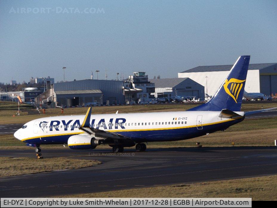 EI-DYZ, 2008 Boeing 737-8AS C/N 37518, Lining up on runway 33 at Birmingham Airport.