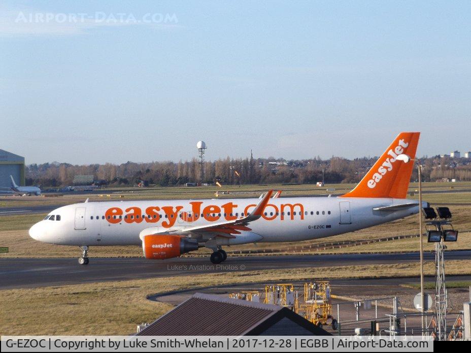 G-EZOC, 2015 Airbus A320-214 C/N 6485, Lining up on runway 33 at Birmingham Airport.