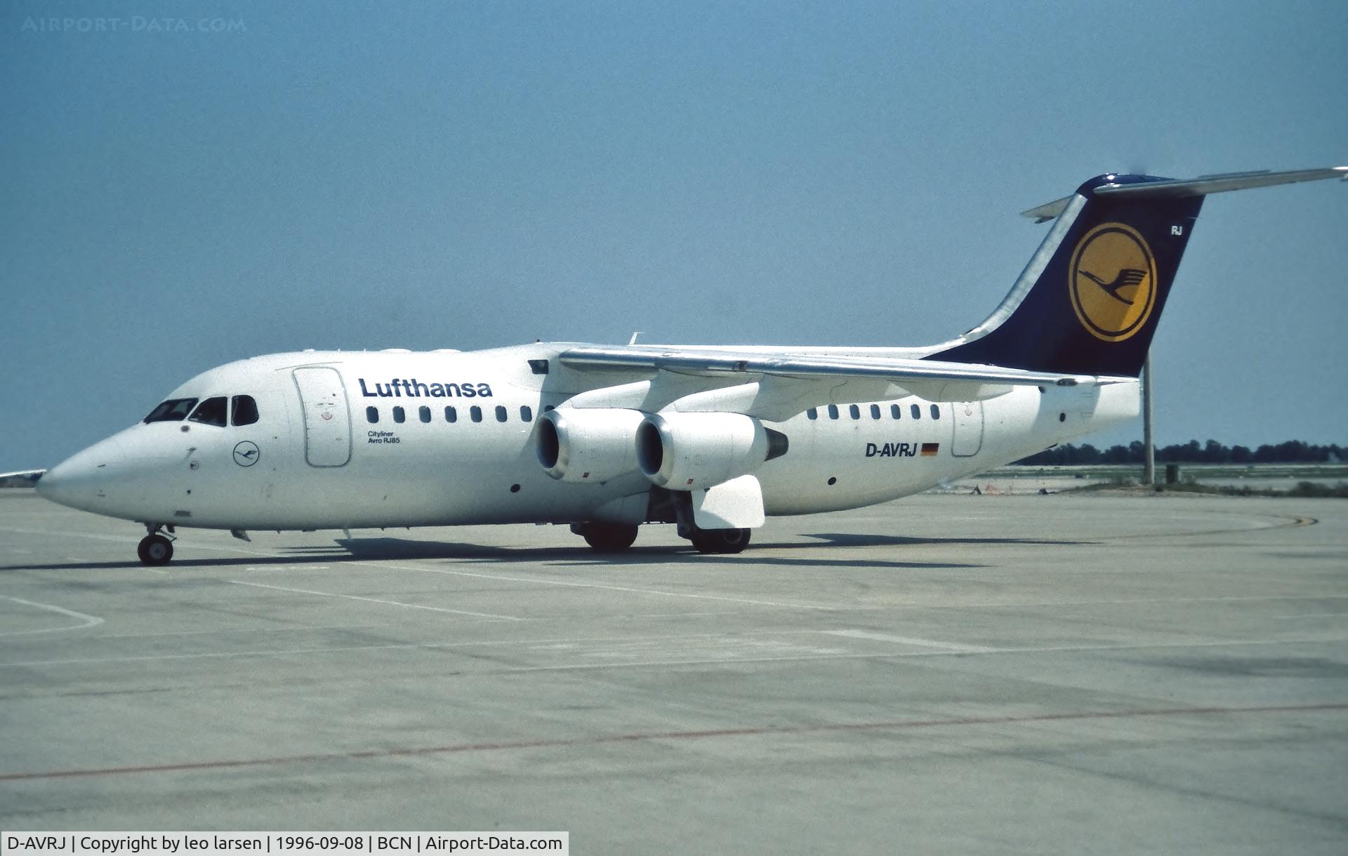 D-AVRJ, 1996 British Aerospace Avro 146-RJ85 C/N E.2277, Barcelona 8.9.1996