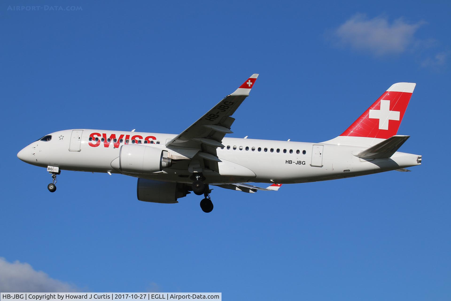 HB-JBG, 2017 Bombardier CSeries CS100 (BD-500-1A10) C/N 50016, On approach