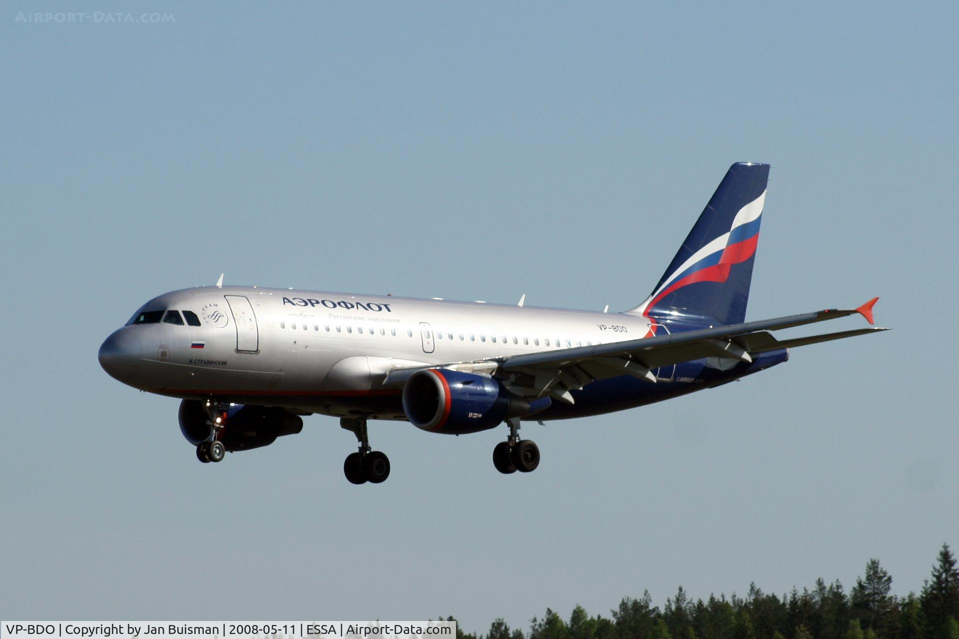 VP-BDO, 2003 Airbus A319-111 C/N 2091, Aeroflot