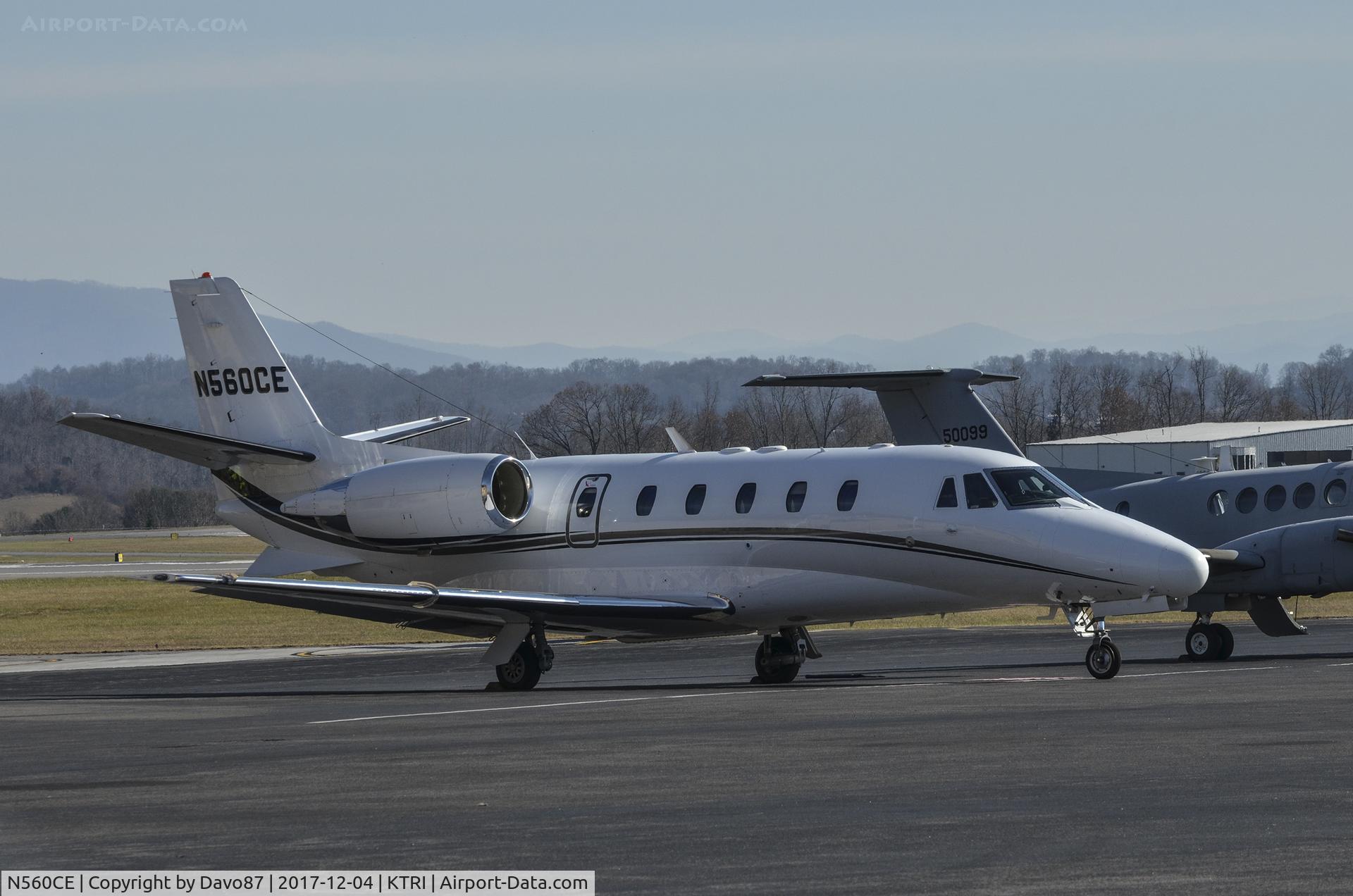 N560CE, 1998 Cessna 560XL Citation Excel C/N 560-5012, Parked at Tri-Cities Airport (KTRI) in Blountville, TN.