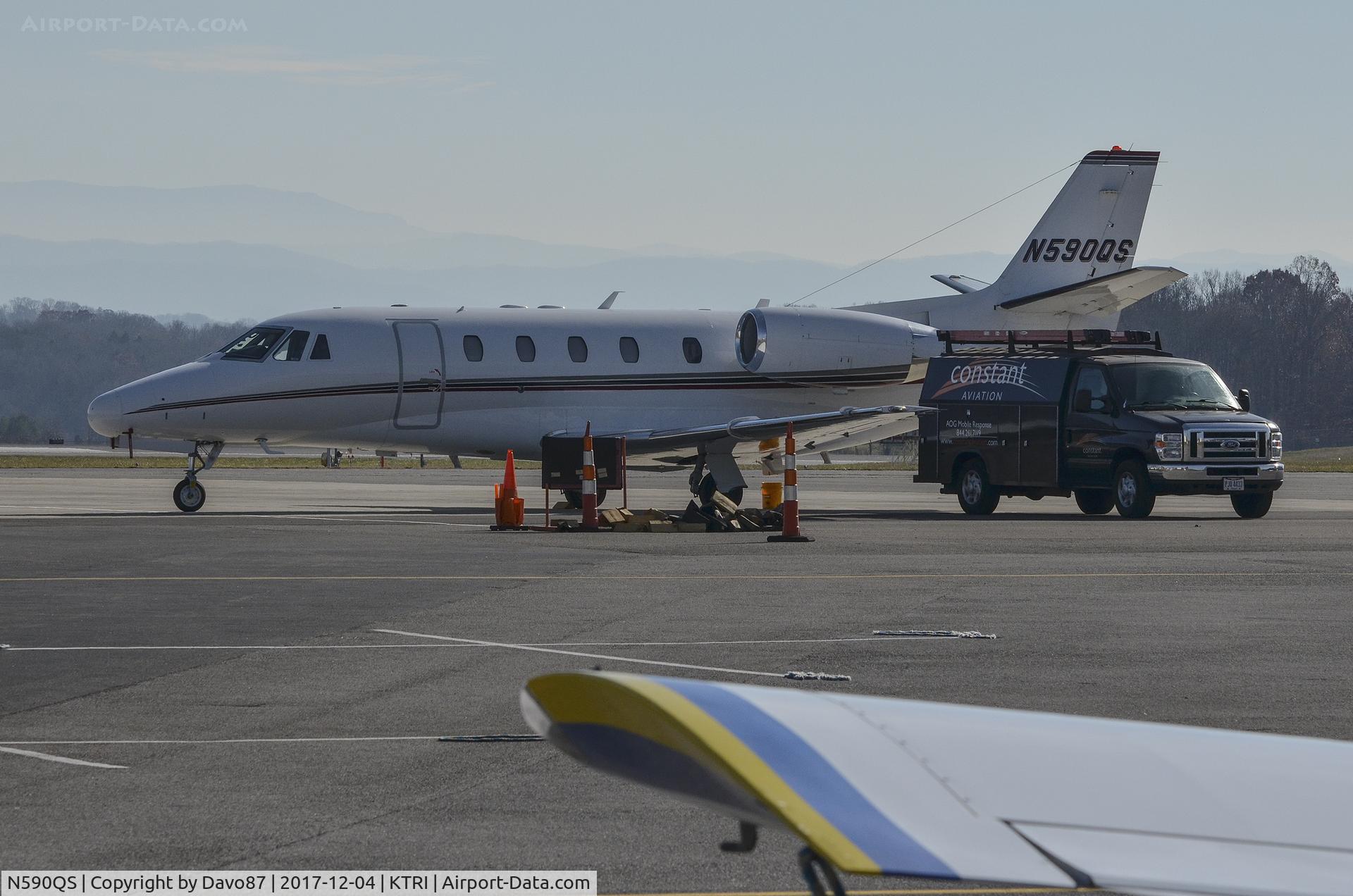 N590QS, 2007 Cessna 560XL C/N 560-5738, Having some repair work completed at Tri-Cities Airport (KTRI) in Blountville, TN.
