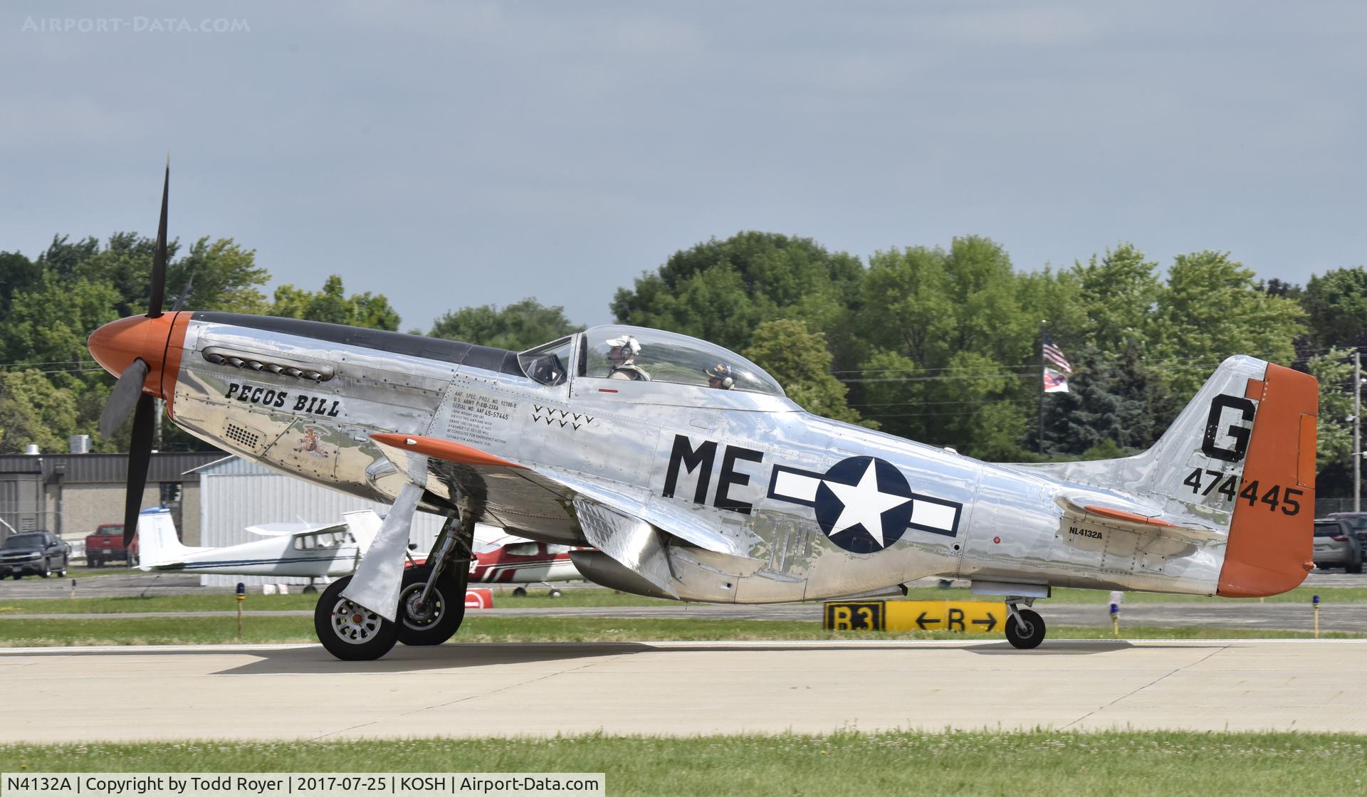 N4132A, 1944 North American P-51D Mustang C/N 122-40985, Airventure 2017