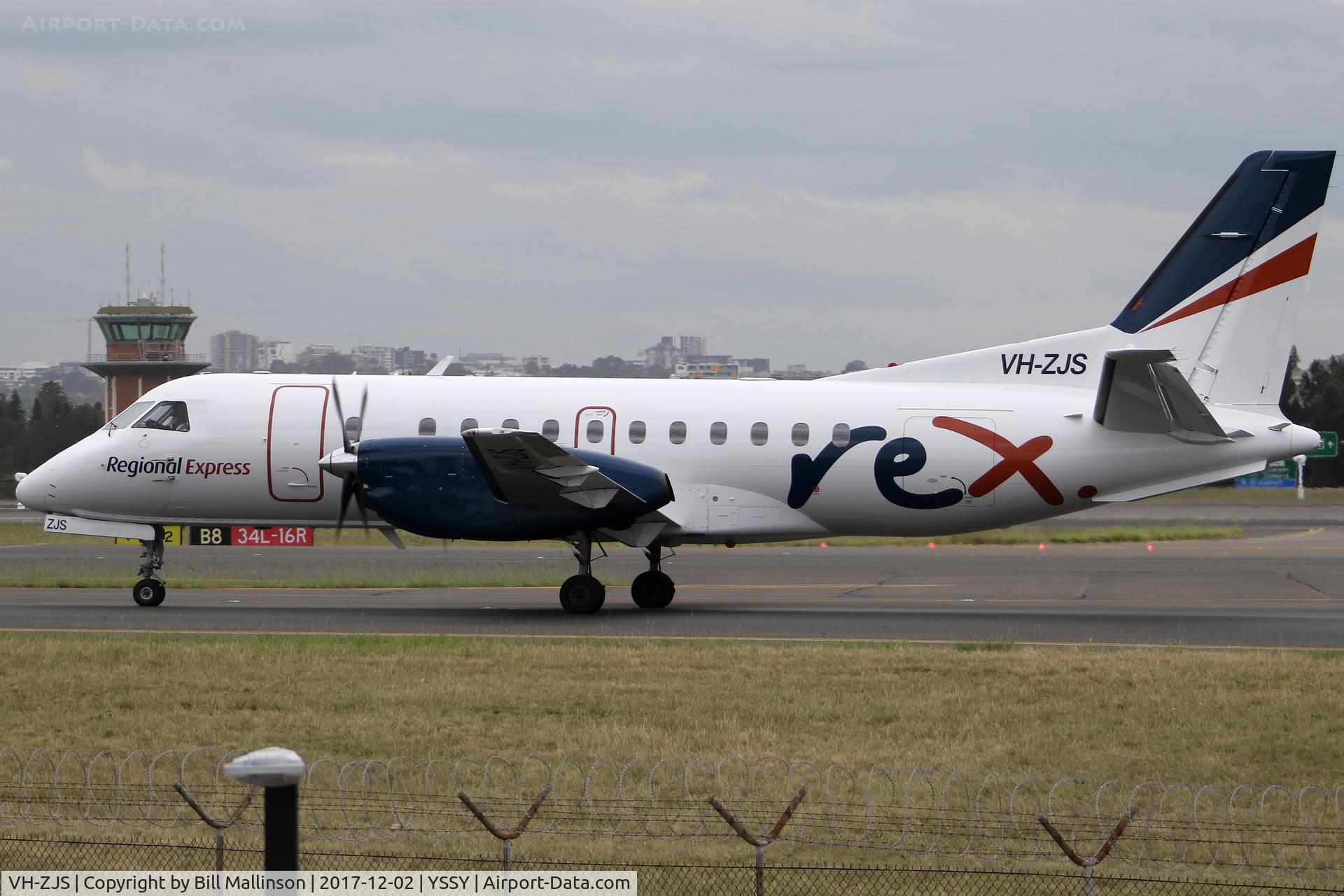 VH-ZJS, 1990 Saab 340B C/N 340B-186, TAXI TO 34R