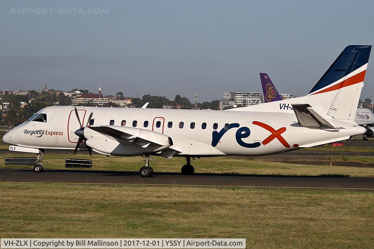 VH-ZLX, 1990 Saab 340B C/N 340B-182, TAXI TO 34R