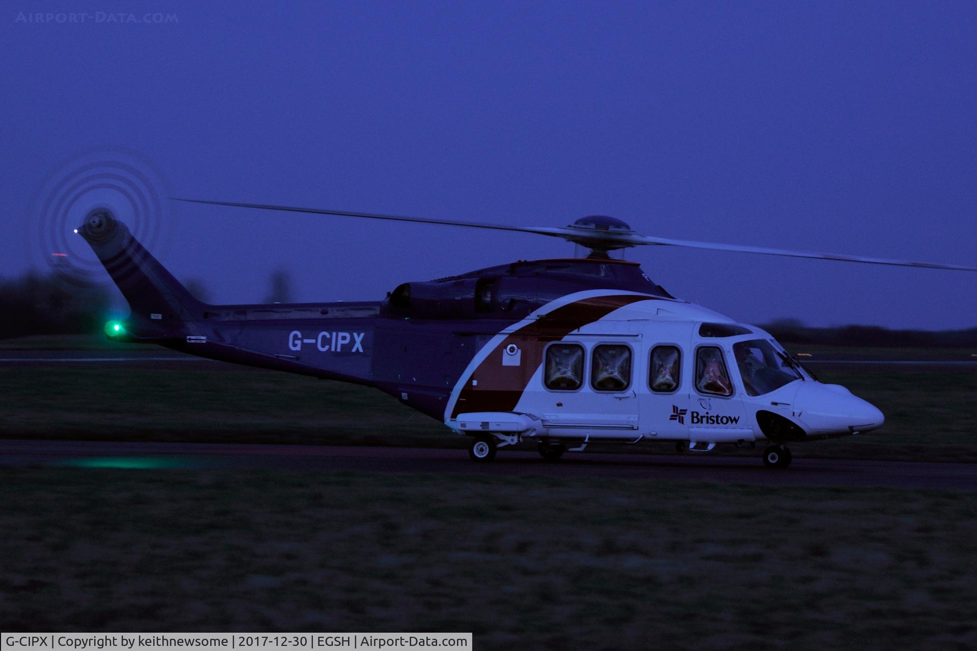 G-CIPX, 2013 AgustaWestland AW-139 C/N 41346, Early evening arrival from offshore.