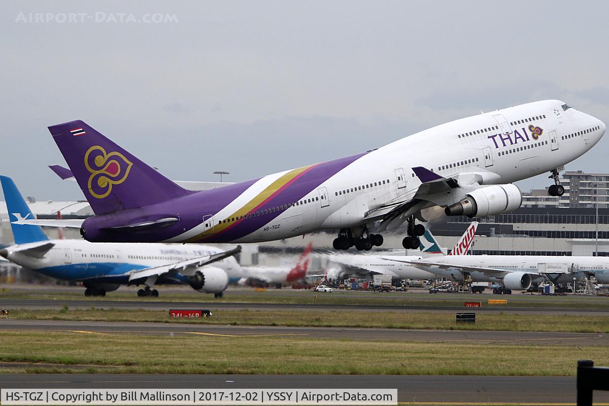 HS-TGZ, 1999 Boeing 747-4D7 C/N 28706, AWAY FROM 34L