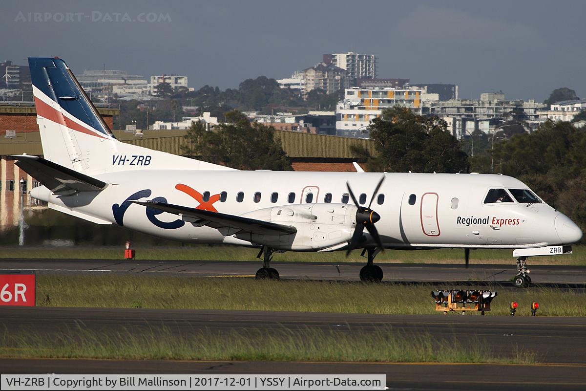 VH-ZRB, 1996 Saab 340B+ C/N 340B-389, taxi from 34L