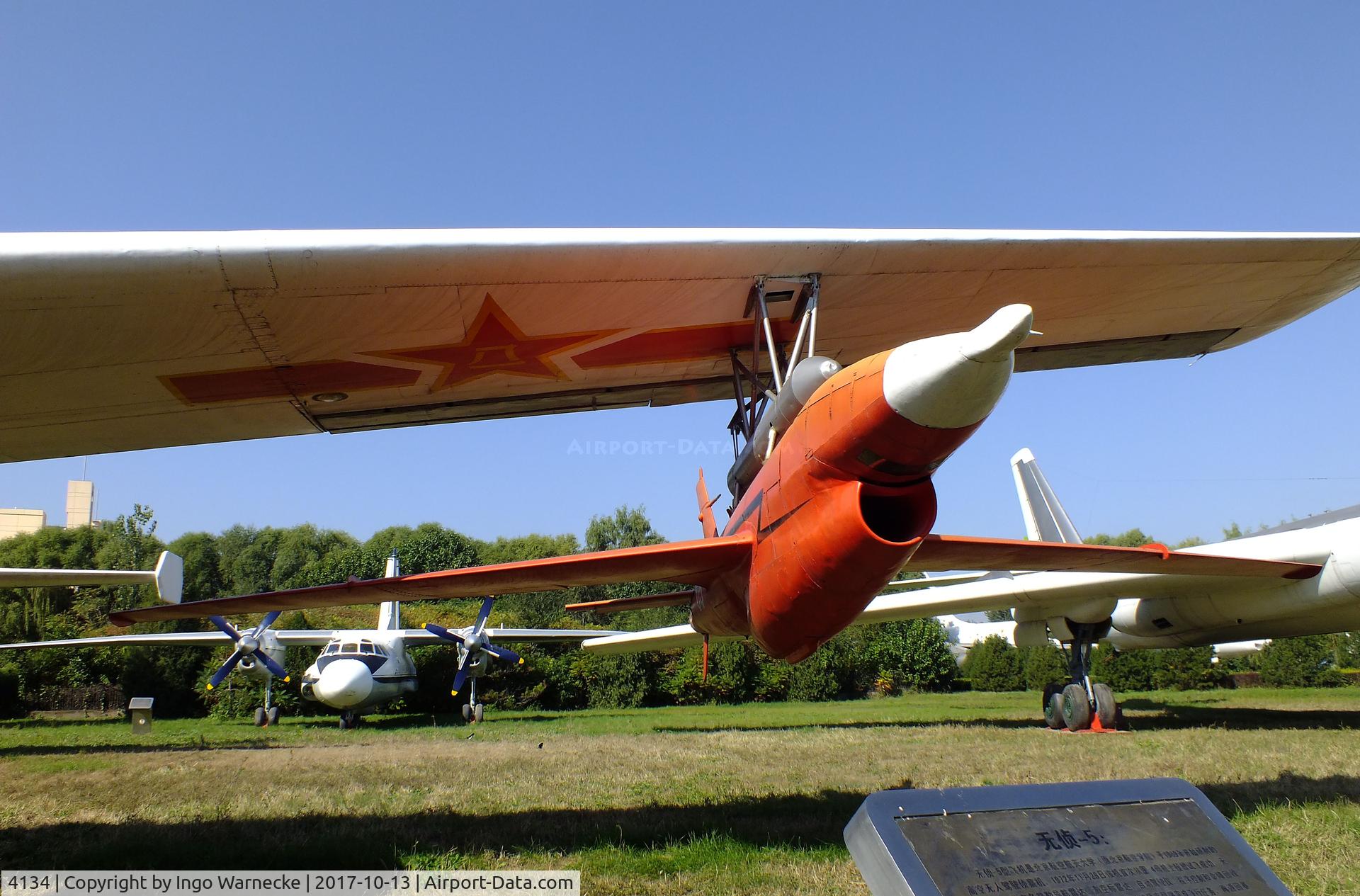4134, Tupolev Tu-4 C/N 225008, Tupolev Tu-4 BULL (re-engined with WJ-6 turboprops) as an experimental carrier for Chang Hong 1 (WZ-5) reconnaissance drones (reverse-engineered Ryan AMQ-34N Firebird) at the China Aviation Museum Datangshan