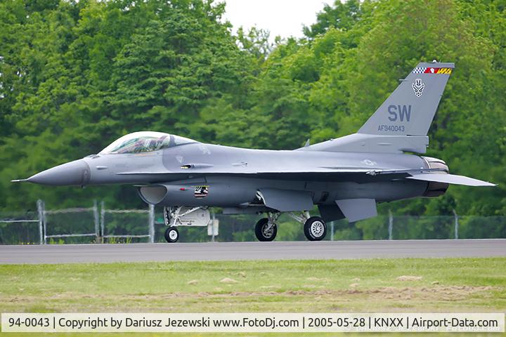 94-0043, 1994 Lockheed F-16CM Fighting Falcon C/N CC-197, F-16CJ Fighting Falcon 94-0043 SW from 77th FS 