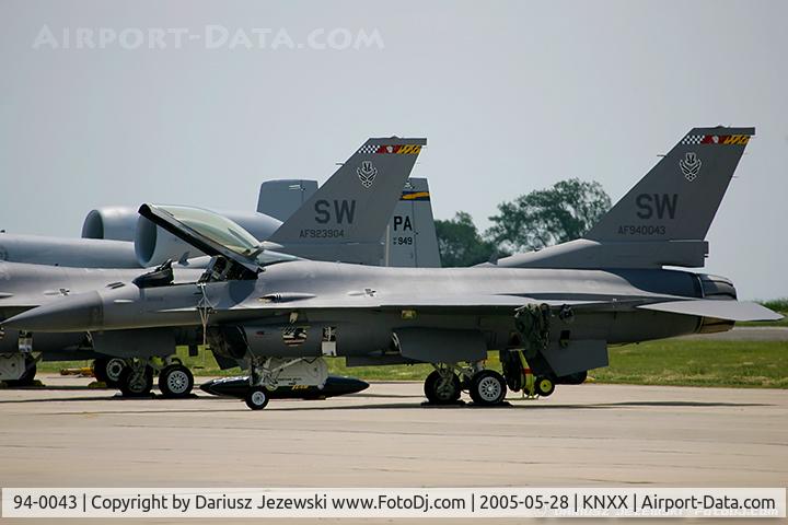 94-0043, 1994 Lockheed F-16CM Fighting Falcon C/N CC-197, F-16CJ Fighting Falcon 94-0043 SW from 77th FS 