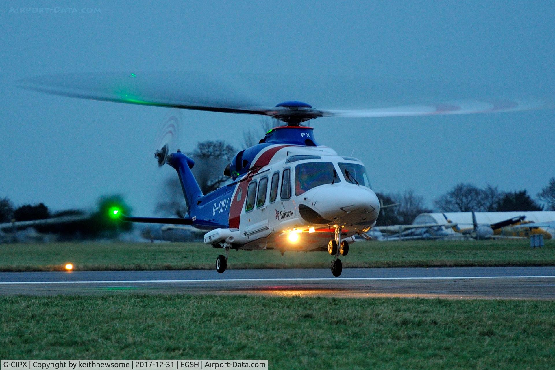 G-CIPX, 2013 AgustaWestland AW-139 C/N 41346, Early evening arrival from offshore.