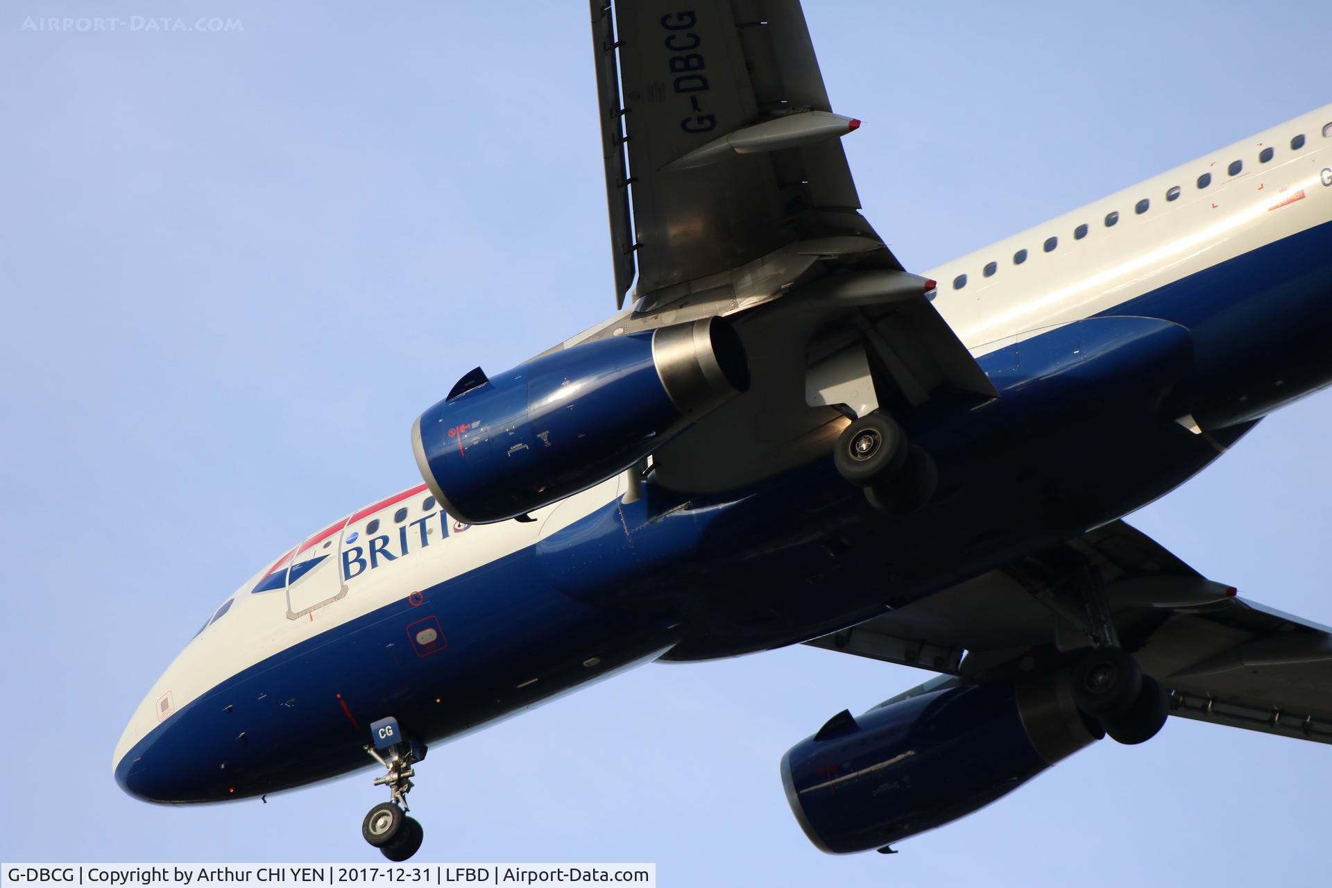 G-DBCG, 2005 Airbus A319-131 C/N 2694, British Airways A319 on final approach runway 23 at Bordeaux Airport
