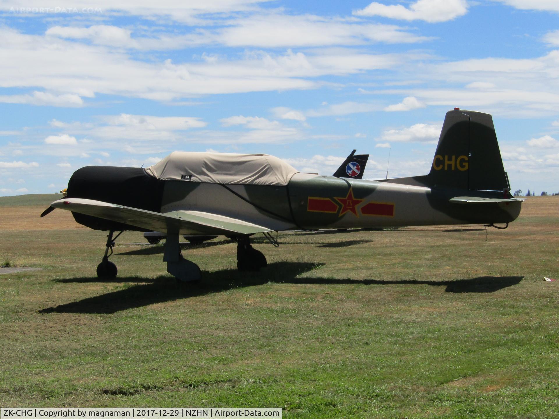 ZK-CHG, Nanchang CJ-6 C/N 5032018, at hamilton on air club apron