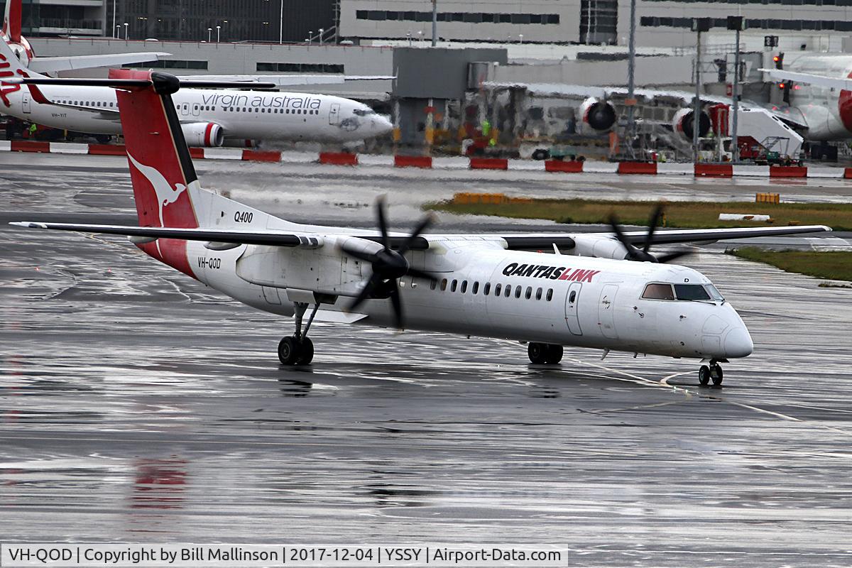VH-QOD, 2006 De Havilland Canada DHC-8-402Q Dash 8 C/N 4123, TAXI TO A WET 16R