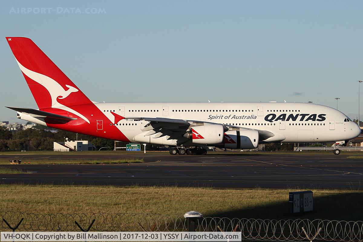 VH-OQK, 2011 Airbus A380-842 C/N 063, TAXI ON 34L