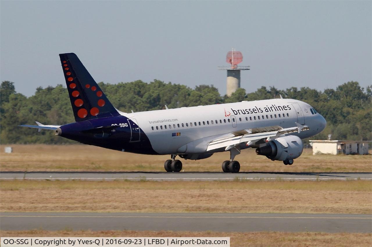 OO-SSG, 2000 Airbus A319-112 C/N 1160, Airbus A319-112, Landing rwy 05, Bordeaux Mérignac airport (LFBD-BOD)